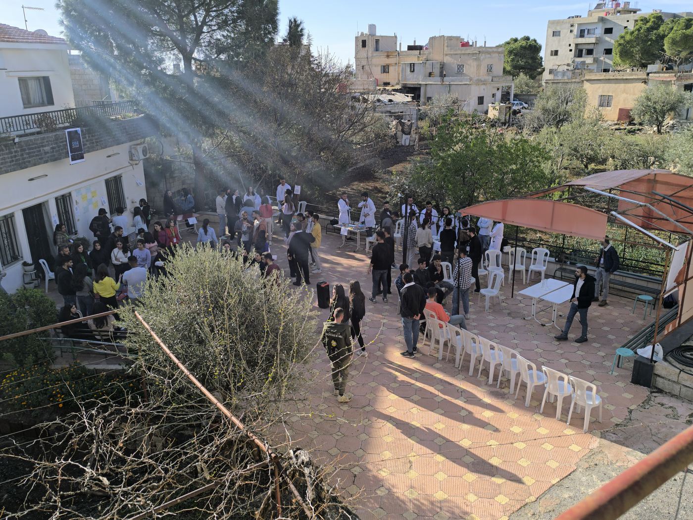 A community event in a town courtyard